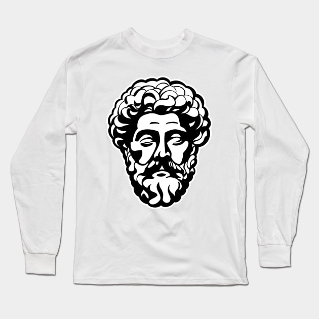 Marcus Aurelius Portrait Long Sleeve T-Shirt by HalpinDesign